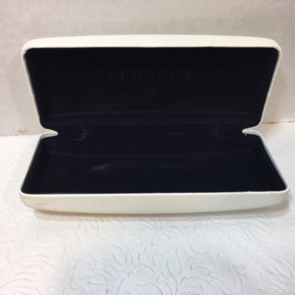 Versace Designer Eyeglass/Sunglass Case -Gold Letter Clamshell Hard Case White - Picture 3 of 7